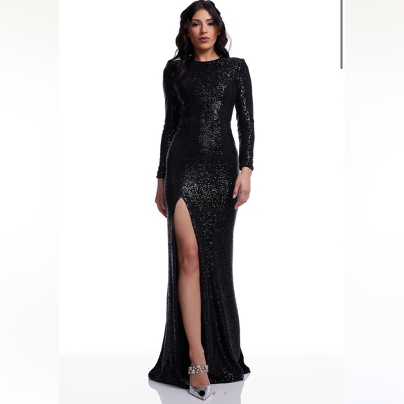 Dress the Population Dresses & Skirts - new Dress the Population Kiera long sleeve sequin gown in black